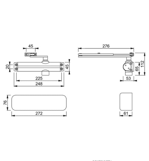 AR3500 surface mounted door closer on timber fire door